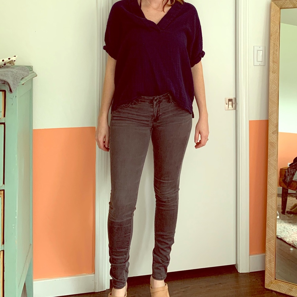 Mother Grey Skinny Ankle Jeans